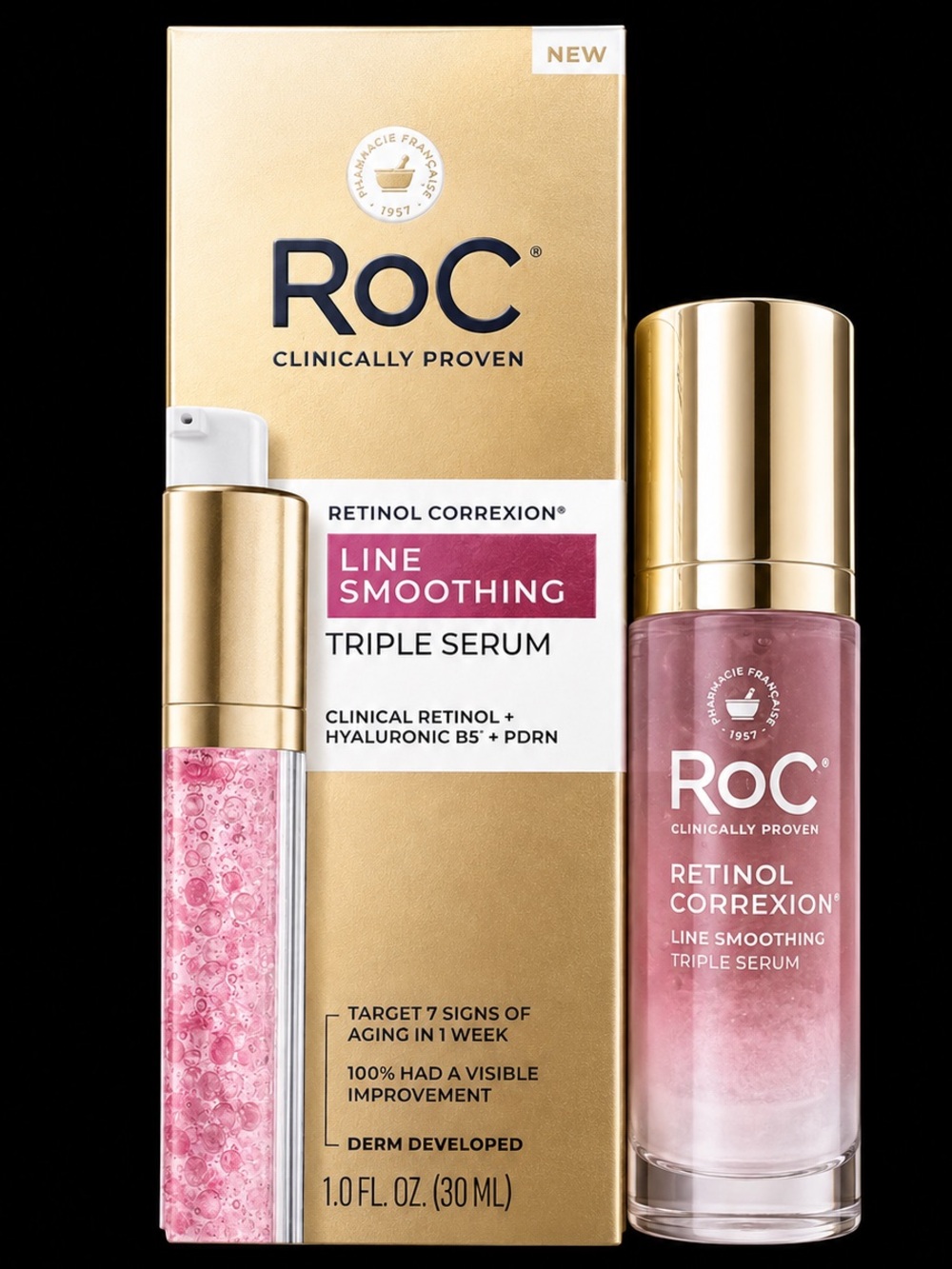 RoC Retinol Correxion Line Smoothing Triple Serum Hyaluronic B5 1 oz new
